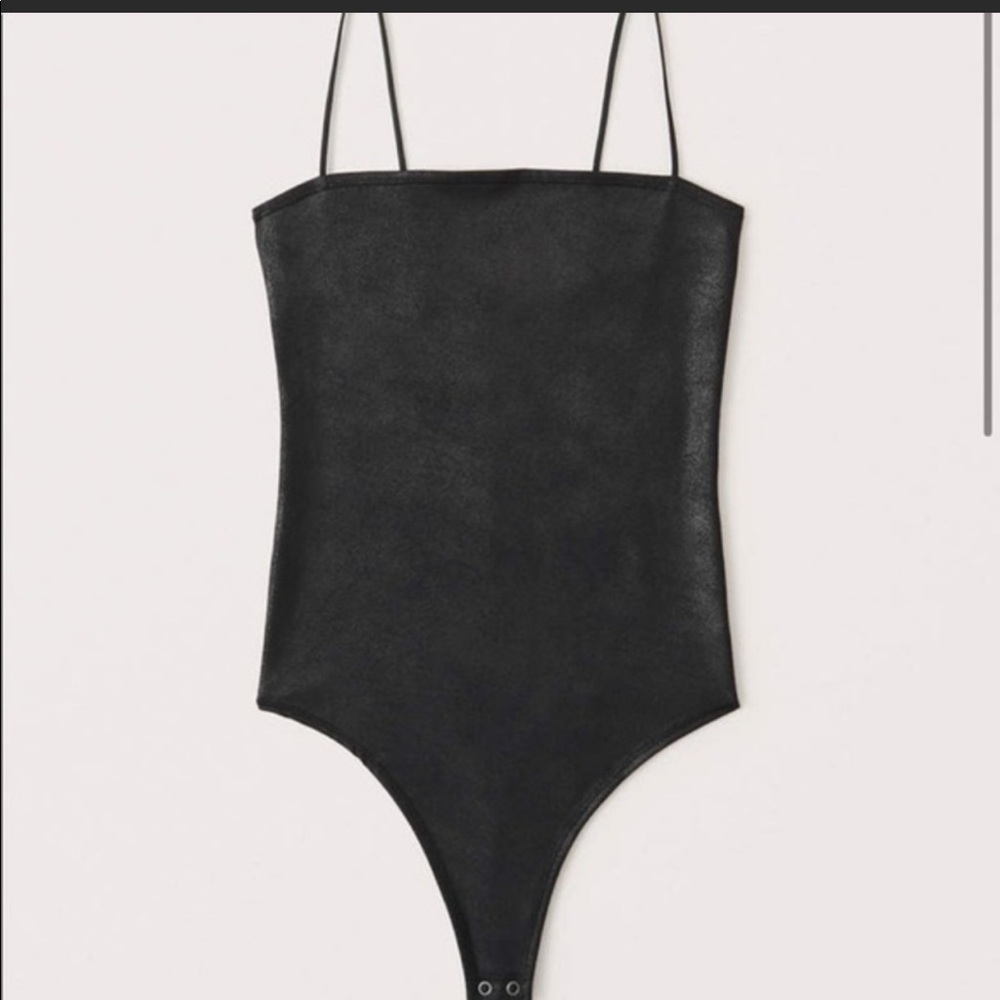 Abercrombie Faux Leather Cami Body Suit XL Black